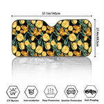Yellow Tulip Floral Pattern Print Car Windshield Sun Shade