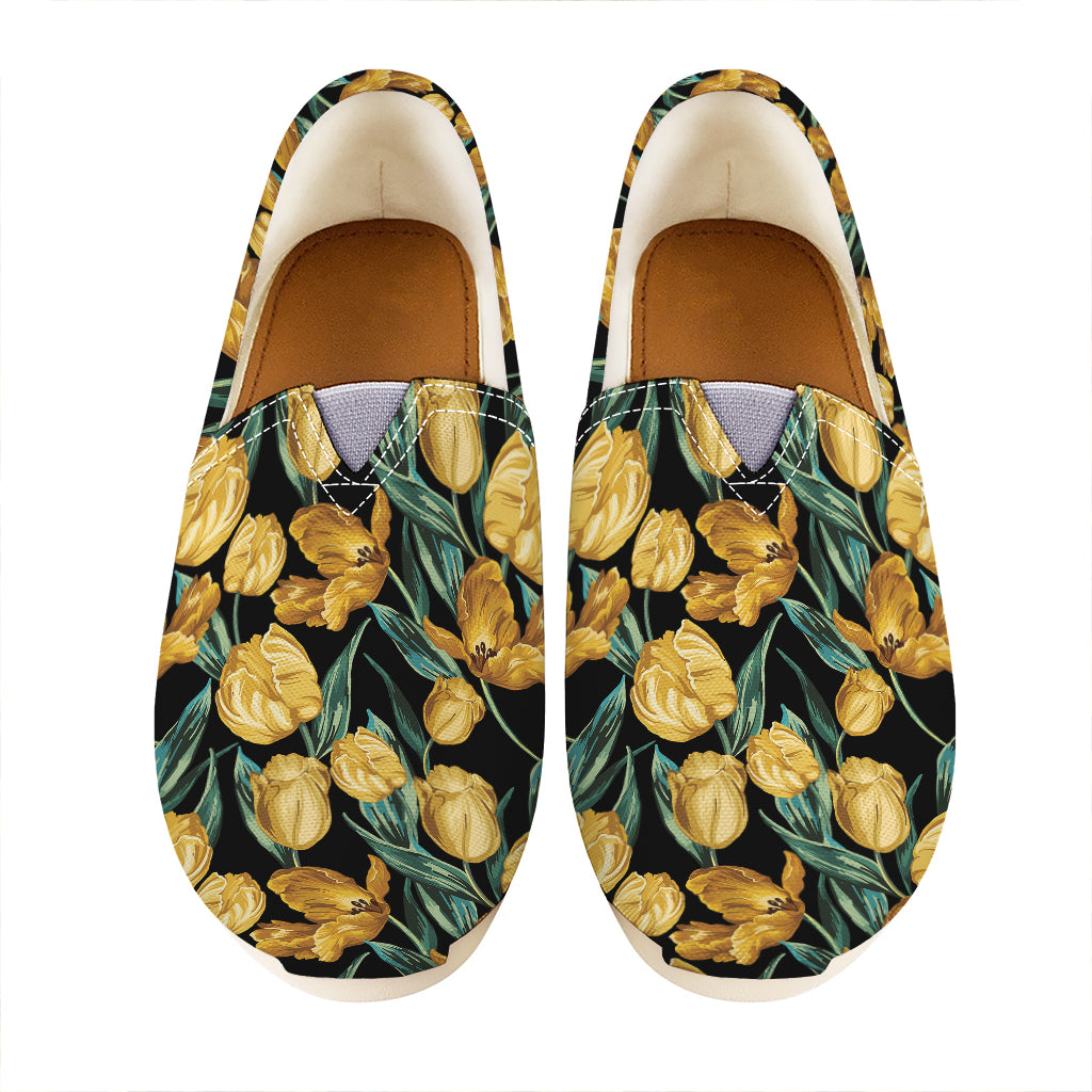 Yellow Tulip Floral Pattern Print Casual Shoes