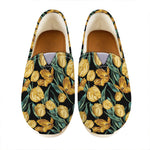Yellow Tulip Floral Pattern Print Casual Shoes