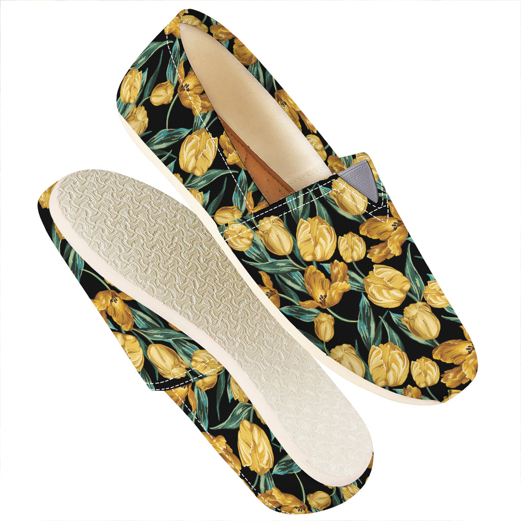 Yellow Tulip Floral Pattern Print Casual Shoes