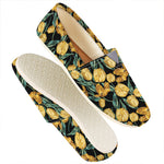 Yellow Tulip Floral Pattern Print Casual Shoes