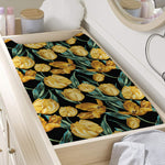 Yellow Tulip Floral Pattern Print Changing Pad Cover