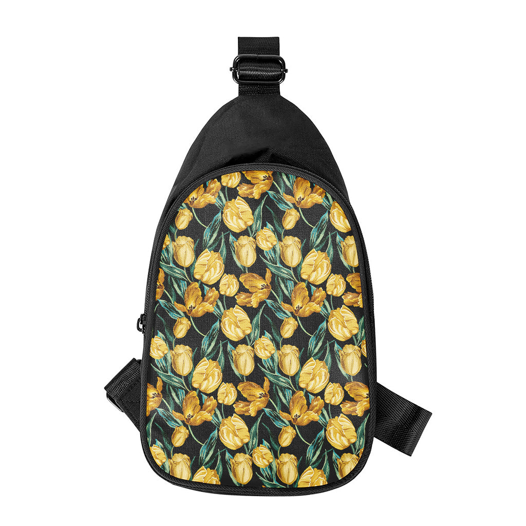 Yellow Tulip Floral Pattern Print Chest Bag