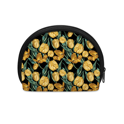 Yellow Tulip Floral Pattern Print Coin Purse