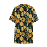 Yellow Tulip Floral Pattern Print Cotton Hawaiian Shirt