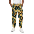 Yellow Tulip Floral Pattern Print Cotton Sweatpants