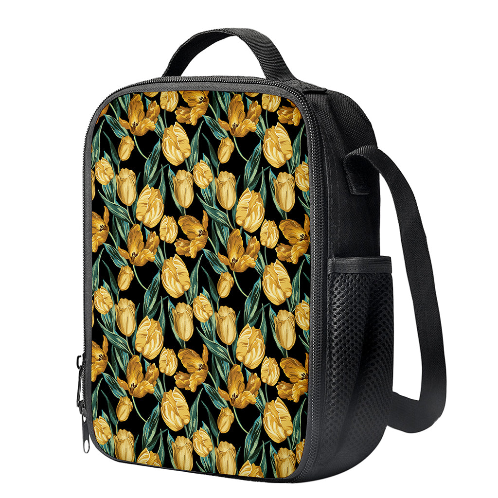 Yellow Tulip Floral Pattern Print Crossbody Lunch Bag