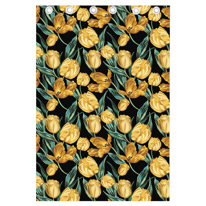 Yellow Tulip Floral Pattern Print Curtain
