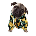 Yellow Tulip Floral Pattern Print Dog Zip Up Hoodie