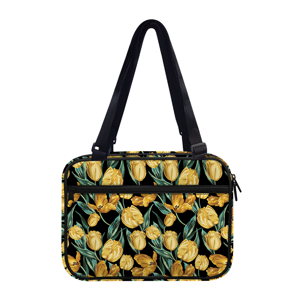 Yellow Tulip Floral Pattern Print Double Strap Bible Bag