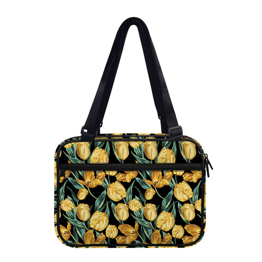 Yellow Tulip Floral Pattern Print Double Strap Bible Bag