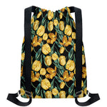 Yellow Tulip Floral Pattern Print Drawstring Backpack