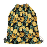 Yellow Tulip Floral Pattern Print Drawstring Bag