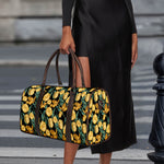 Yellow Tulip Floral Pattern Print Duffle Bag