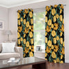 Yellow Tulip Floral Pattern Print Extra Wide Grommet Curtains