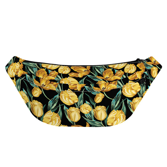 Yellow Tulip Floral Pattern Print Fanny Pack