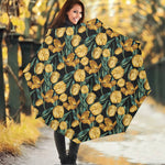 Yellow Tulip Floral Pattern Print Foldable Umbrella