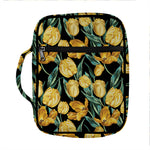 Yellow Tulip Floral Pattern Print Front Pocket Bible Bag
