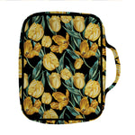 Yellow Tulip Floral Pattern Print Front Pocket Bible Bag