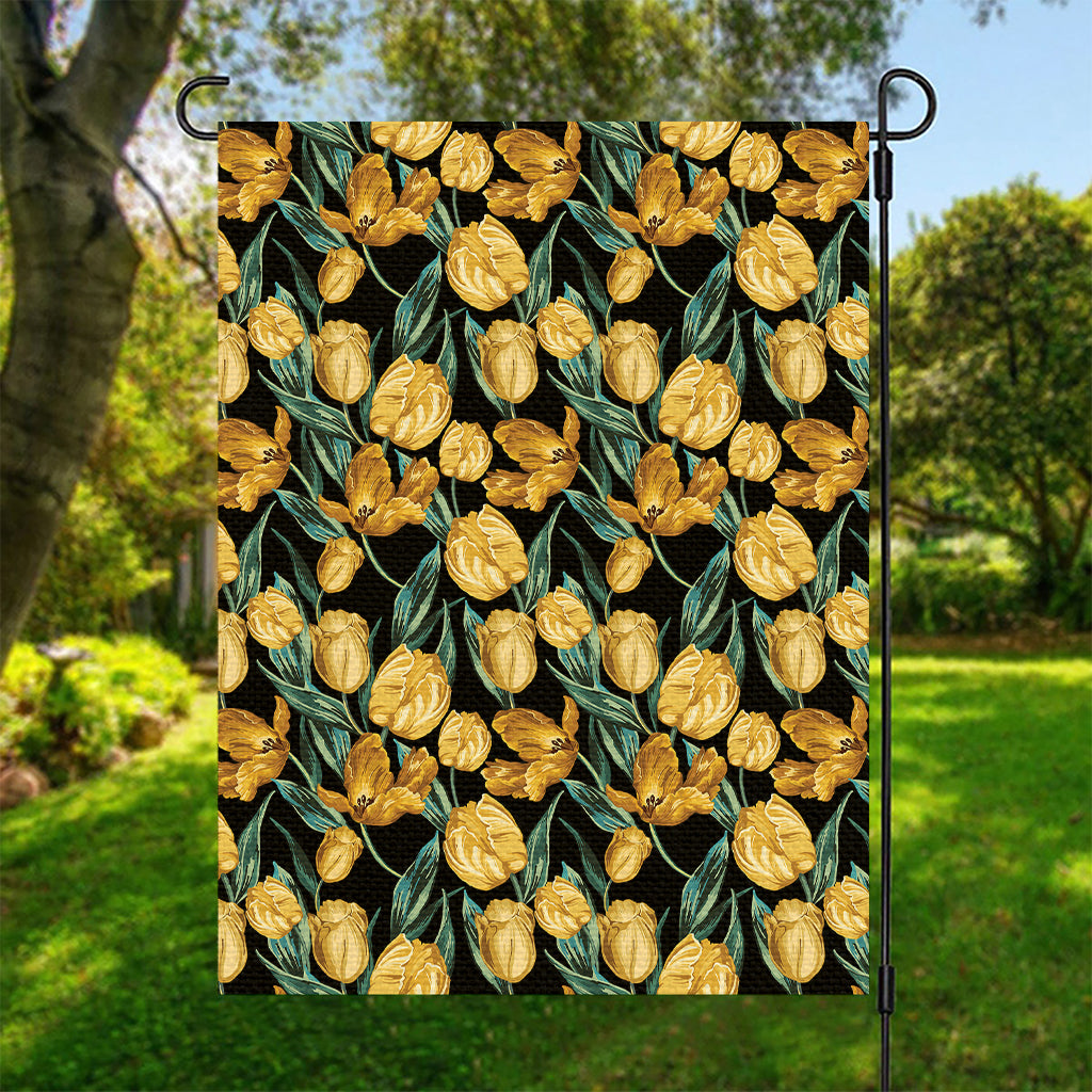 Yellow Tulip Floral Pattern Print Garden Flag