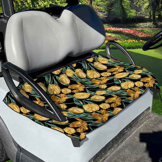 Yellow Tulip Floral Pattern Print Golf Cart Seat Cover