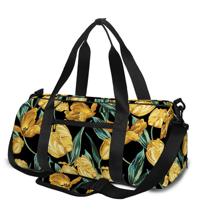 Yellow Tulip Floral Pattern Print Gym Bag