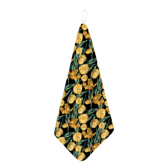 Yellow Tulip Floral Pattern Print Hand Towel