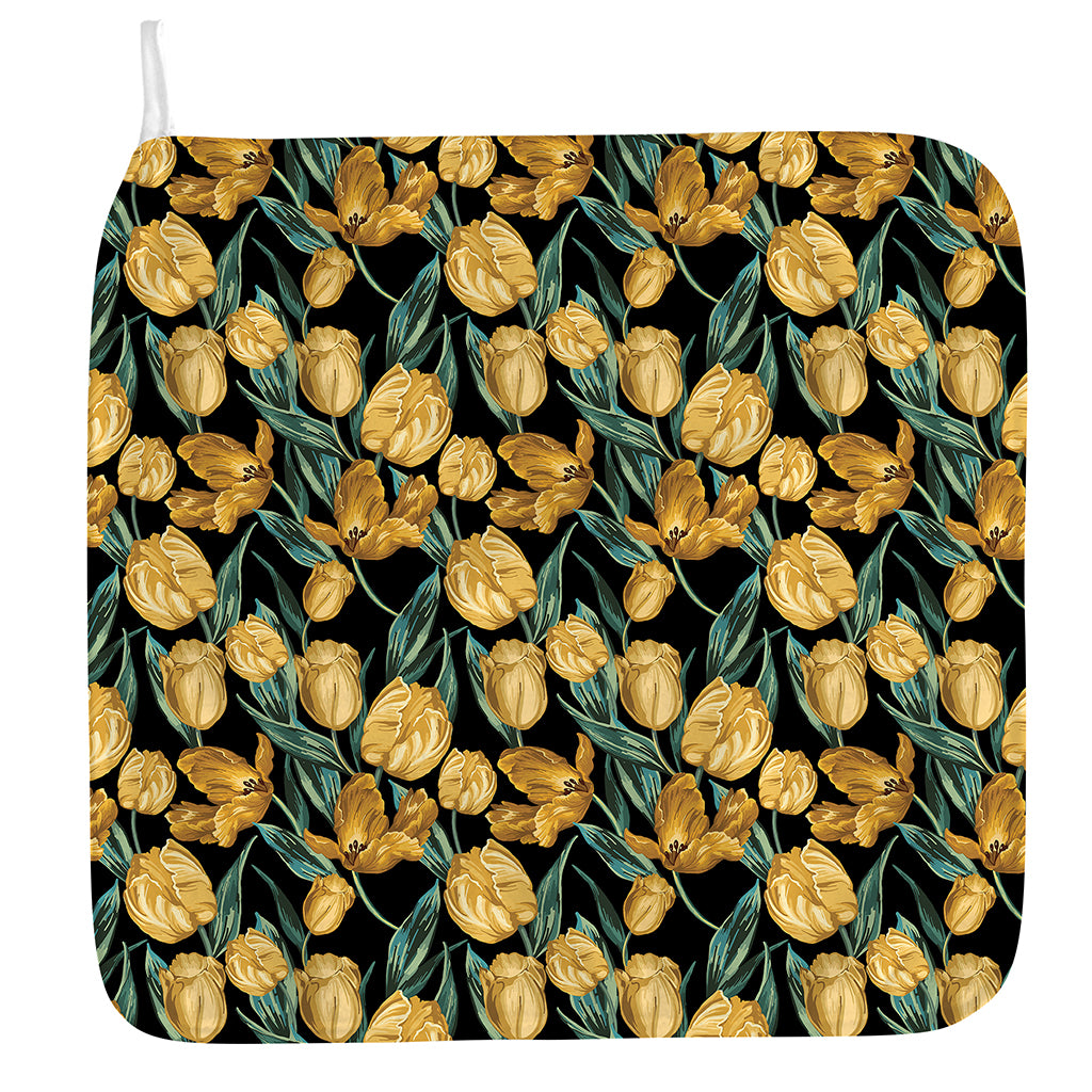 Yellow Tulip Floral Pattern Print Hand Towel