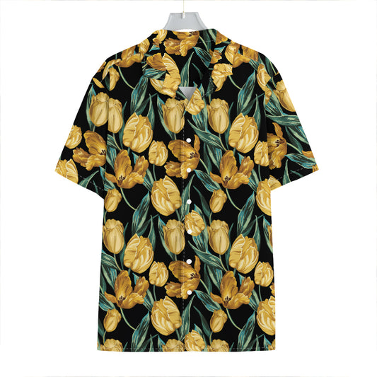 Yellow Tulip Floral Pattern Print Hawaiian Shirt