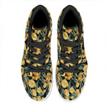 Yellow Tulip Floral Pattern Print High Top Leather Sneakers