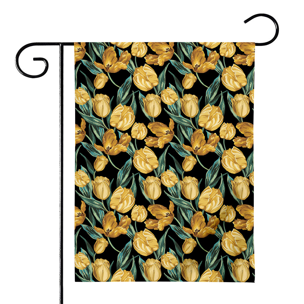 Yellow Tulip Floral Pattern Print House Flag