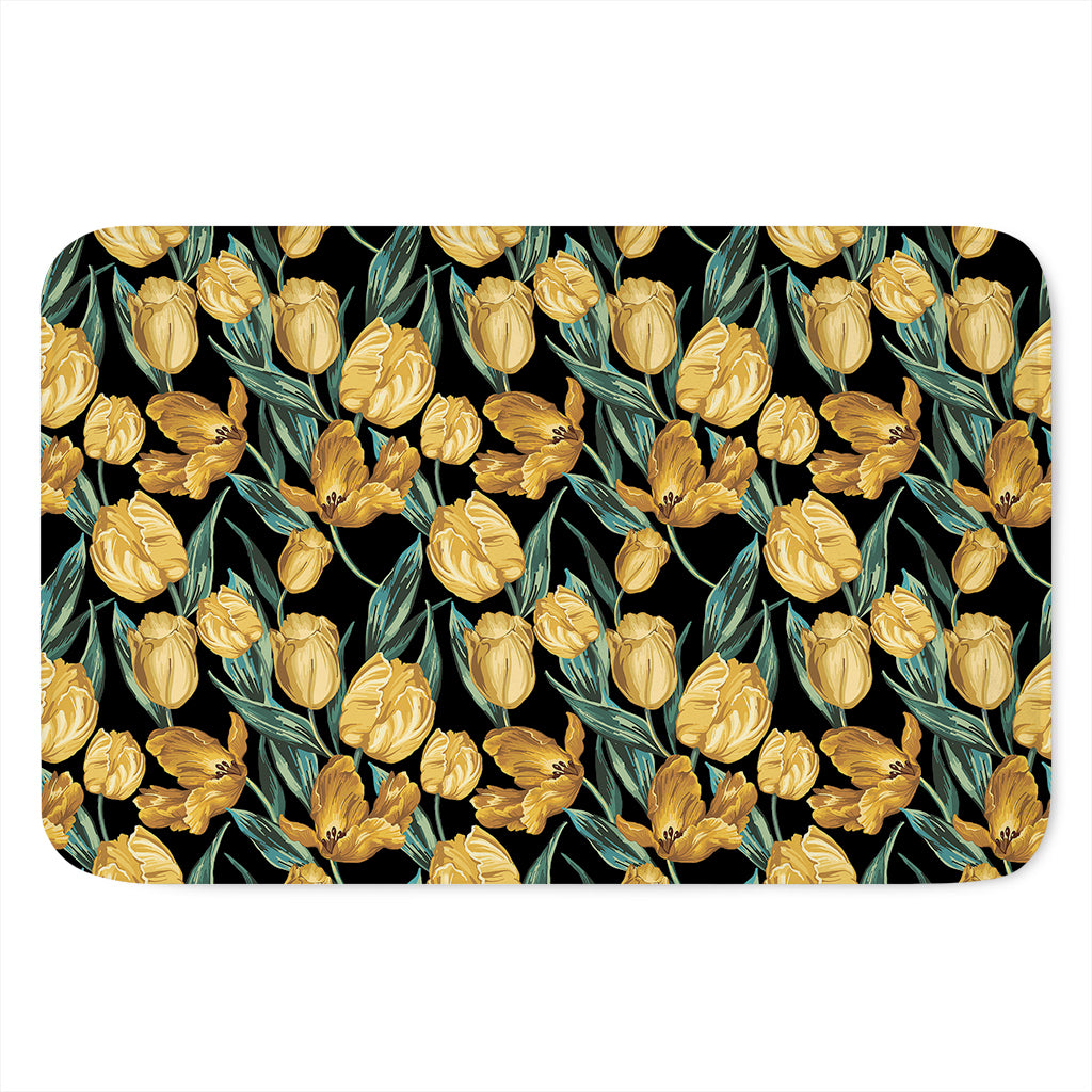 Yellow Tulip Floral Pattern Print Indoor Door Mat
