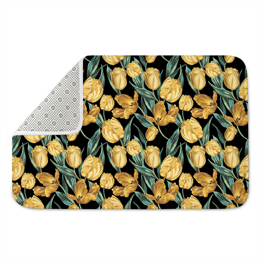 Yellow Tulip Floral Pattern Print Indoor Door Mat