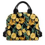 Yellow Tulip Floral Pattern Print Insulated Lunch Bag