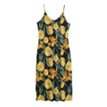 Yellow Tulip Floral Pattern Print Jersey Midi Cami Dress