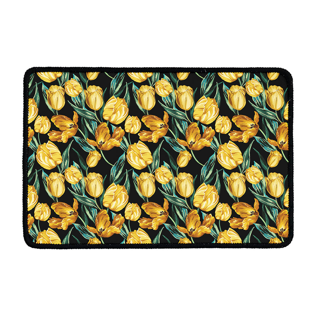Yellow Tulip Floral Pattern Print Kitchen Mat