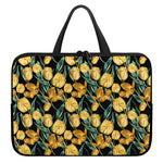Yellow Tulip Floral Pattern Print Laptop Sleeve With Handle