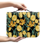 Yellow Tulip Floral Pattern Print Leather Bible Cover