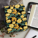 Yellow Tulip Floral Pattern Print Leather Bible Cover