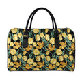 Yellow Tulip Floral Pattern Print Leather Duffel Bag