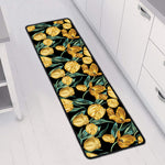 Yellow Tulip Floral Pattern Print Long Kitchen Mat