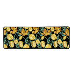Yellow Tulip Floral Pattern Print Long Kitchen Mat
