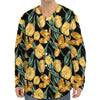 Yellow Tulip Floral Pattern Print Long Sleeve Baseball Jersey