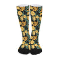 Yellow Tulip Floral Pattern Print Long Socks