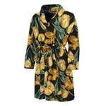 Yellow Tulip Floral Pattern Print Men's Bathrobe