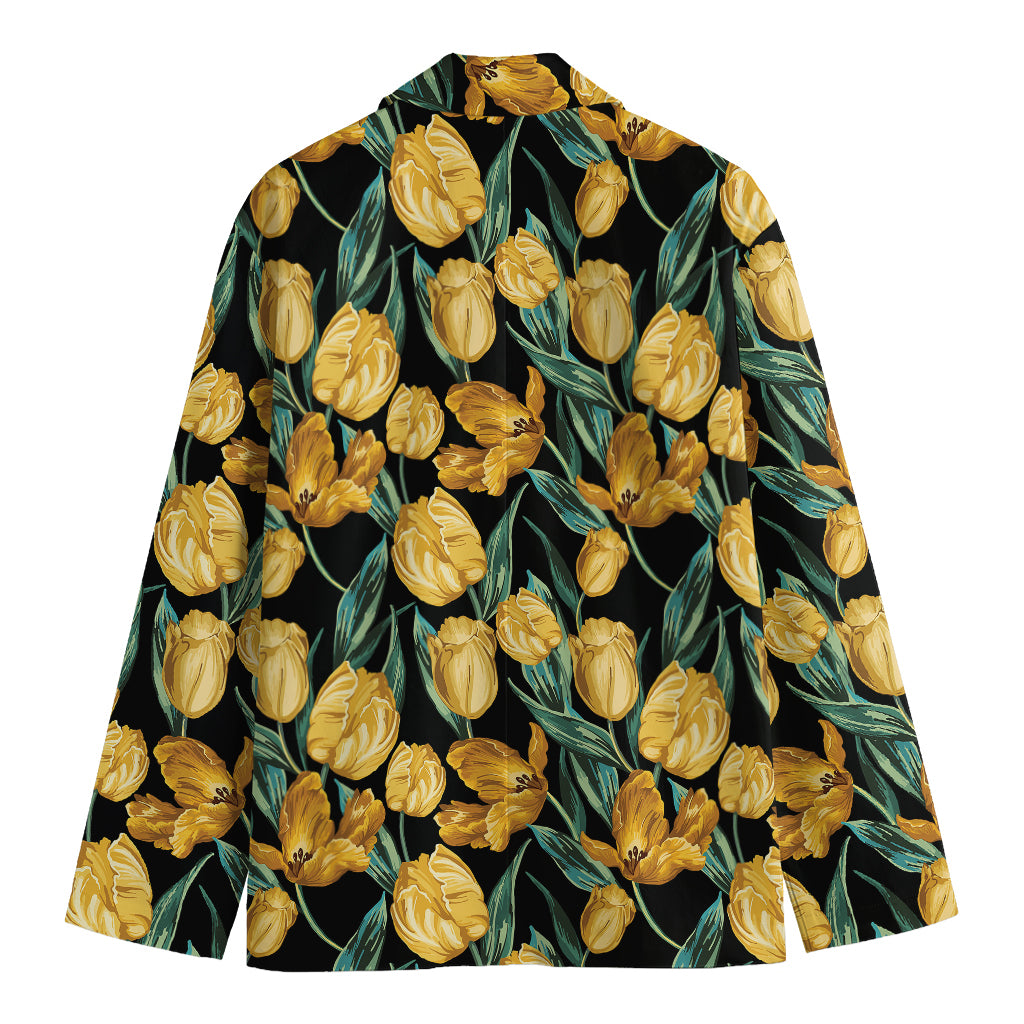Yellow Tulip Floral Pattern Print Men's Blazer