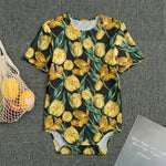Yellow Tulip Floral Pattern Print Men's Bodysuit