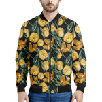 Yellow Tulip Floral Pattern Print Men's Bomber Jacket