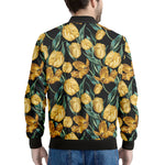 Yellow Tulip Floral Pattern Print Men's Bomber Jacket