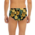 Yellow Tulip Floral Pattern Print Men's Briefs